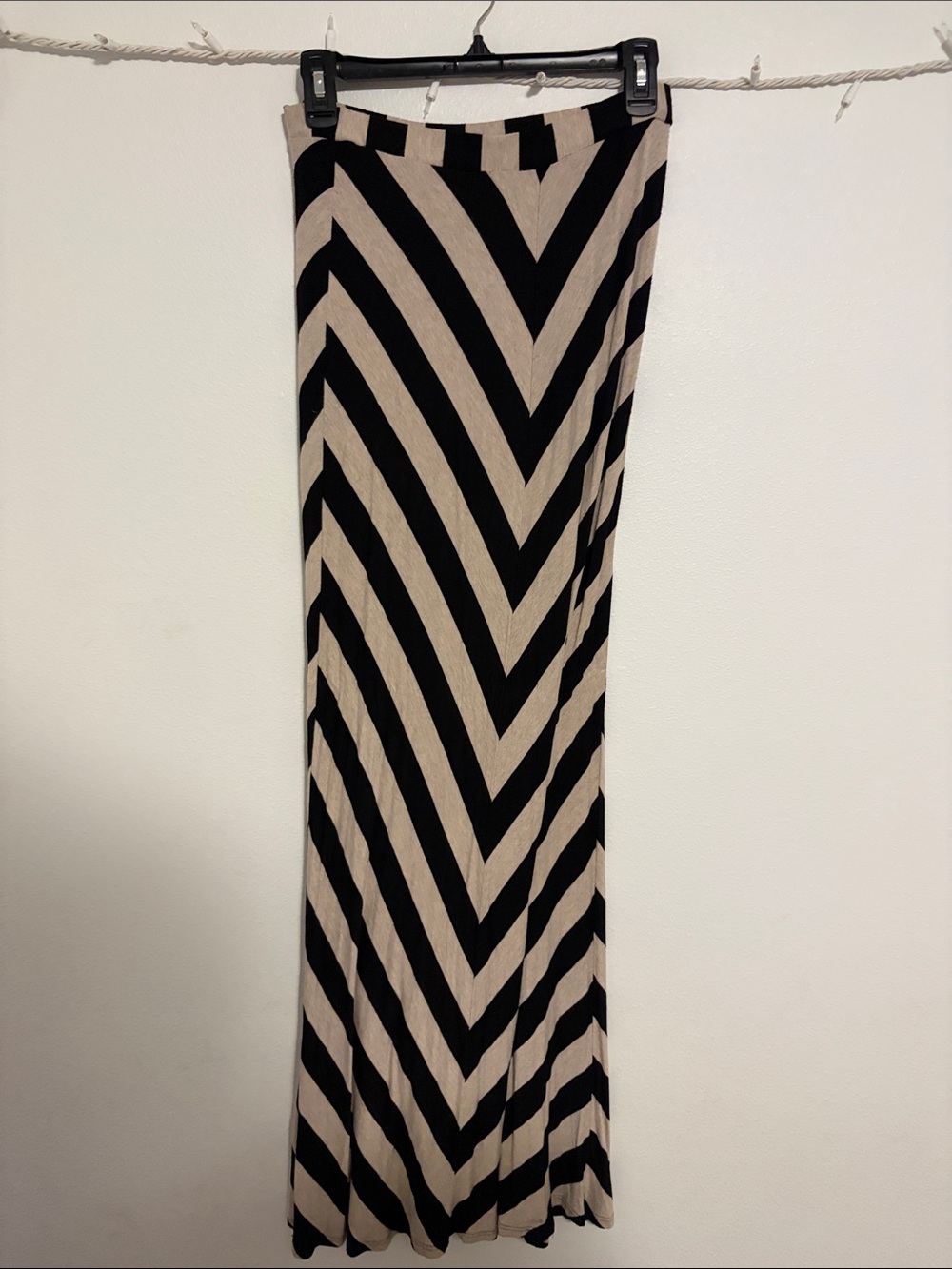 Black and Beige Chevron Maxi Skirt